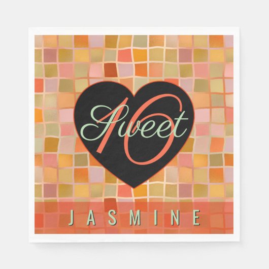 Sweet 16 Schwarz Herz Teeny Serviette (Vorderseite)