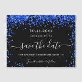 Sweet 16 schwarz königsblau speichern Sie den Datu Magnetkarte (Vorderseite)