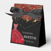 Sweet 16 Schwarz Rot Blume danke Geschenkschachtel (Vorderseite)