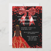 Sweet 16 schwarz roter Kleiderbogen Einladung (Vorderseite)