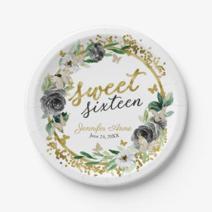 Sweet 16 Schwarz-Schwarz-Schmetterlingspapier-Tell Pappteller