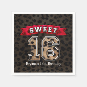 Sweet 16 Schwarz- und Leoparden-Druck-Party Serviette
