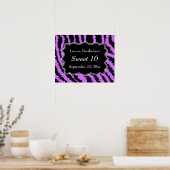 Sweet 16 Schwarz und Lila Zebra Muster Poster (Küche)