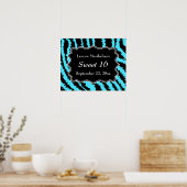 Sweet 16 Schwarz und Türkis Zebra Muster Poster (Küche)