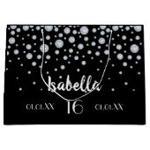 Sweet 16 Schwarz-weiße Diamanten Große Geschenktüte (Vorderseite)