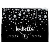 Sweet 16 Schwarz-weiße Diamanten Große Geschenktüte (Rückseite)
