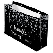 Sweet 16 Schwarz-weiße Diamanten Große Geschenktüte (Vorderseite Schrägansicht)