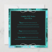 Sweet 16 Schwarze Aquamarine Blasen Metallrahmen P Einladung (Rückseite)