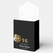 Sweet 16 schwarze Goldleopardruckballons Geschenkschachtel (Geöffnet)