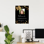 Sweet 16 schwarze Goldstars Foto willkommen Poster (Heimbüro)