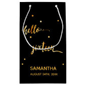 Sweet 16 schwarze Goldtypografie Kleine Geschenktüte (Rückseite)