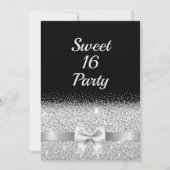 Sweet 16 schwarzer Silberbogen Einladung (Vorderseite)