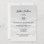 Sweet 16 schwarzer Silberbogen Einladung (Rückseite)