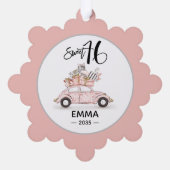 Sweet 16 Script Car Photo Snowflake Ornament Karte (Rückseite)