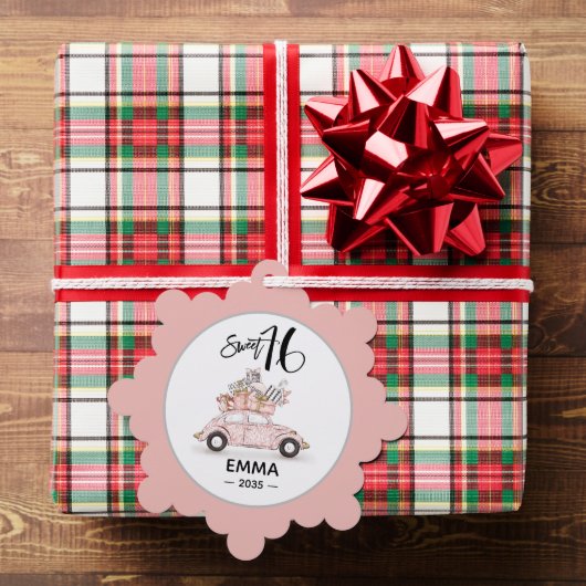 Sweet 16 Script Car Photo Snowflake Ornament Karte (Insitu (Geschenk))