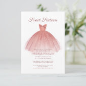 Sweet 16 Script Modern Dress Birthday Einladung (Stehend Vorderseite)