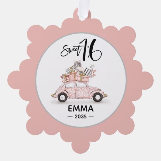 Sweet 16 Script Photo Bestie Snowflake Ornament (Vorderseite)