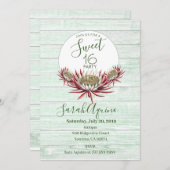 Sweet 16 Script Typ Mondlicht Kaktus & Aqua Wood Einladung (Vorne/Hinten)