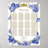 Sweet 16 Seating Chart Signieren Blaue Butterflys Poster (Vorne)