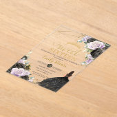 Sweet 16 Sechzehn Black Dress Lilac Floral Gold Acryleinladungen (Ablage )