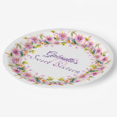 Sweet 16 Sechzehn Blumengeburt Pappteller (Schrägansicht)