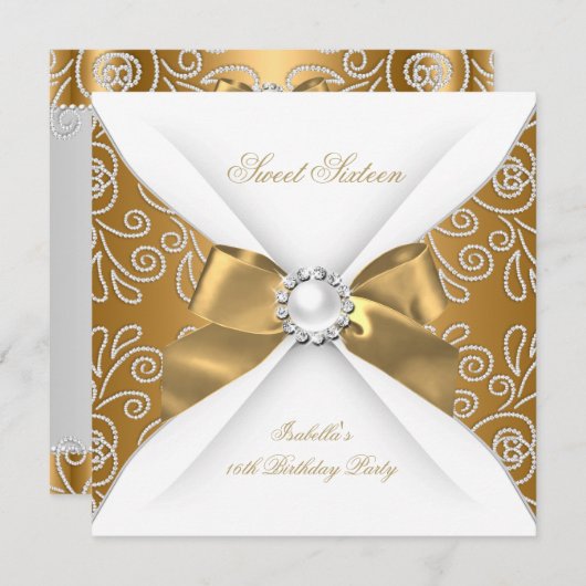 Sweet 16 Sechzehn Bronze Gold Imitate Diamond Part Einladung (Vorne/Hinten)