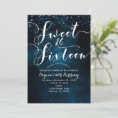 SWEET 16 Sechzehn Celestial Starry Blue Sky Party Einladung (Stehend Vorderseite)