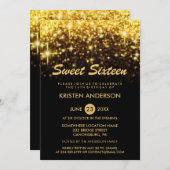Sweet 16 Sechzehn Geburtstag Gold Glitzer Glitzern Einladung (Vorne/Hinten)