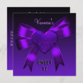 Sweet 16 Sechzehn Geburtstag Herz Tief Lila Einladung (Vorne/Hinten)