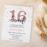 Sweet 16 Sechzehn Geburtstagspartei Rose Gold Budg Flyer<br><div class="desc">Ein Design pro Blatt. Die Einladungen zum Haushalt beinhalten keine Mittelrahmen. Flyer werden auf Papier gedruckt und nicht auf Kartenmaterial. Dieses Design kann in dem Bereich personalisiert werden, der durch das Ändern des Fotos und/oder Textes zur Verfügung gestellt wird. Sie können auch angepasst werden, indem Sie auf Vorlage personalisieren klicken...</div>