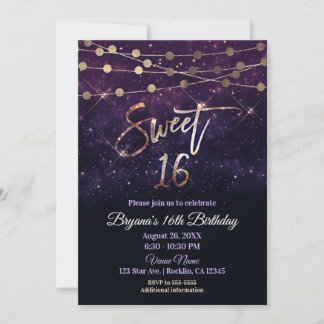 Sweet 16 Sechzehn Lila- & Goldgläser Einladung