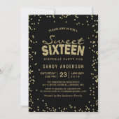 Sweet 16 Sechzehn Party | Trendy Gold Glitzer Dots Einladung (Vorderseite)