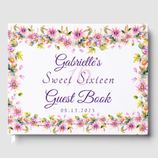 Sweet 16 Sechzehn Pink Floral Gästebuch