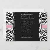 Sweet 16 Sechzehn Pink Schwarz-weiß Zebra Einladung (Rückseite)