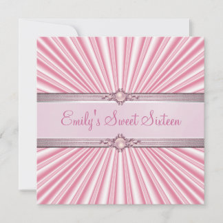 Sweet 16 Sechzehn Pink Silk Jewel Geburtstagsparty Einladung