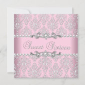 Sweet 16 Sechzehn Pink Silver White Pearl Lace Einladung (Vorderseite)