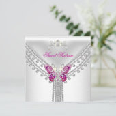 Sweet 16 Sechzehn Pink White Butterfly Einladung (Stehend Vorderseite)
