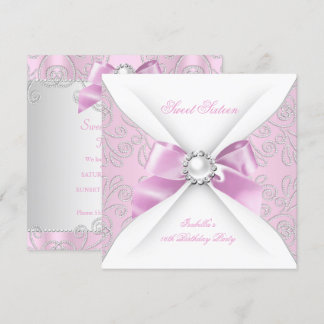 Sweet 16 Sechzehn rosa Imitate Diamant Party Einladung