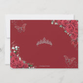 Sweet 16 Sechzehn Silberschmetterlinge Rote Rose F Einladung (Rückseite)