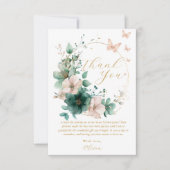 Sweet 16 Sechzehn Smaragdgrüne Blumenschmetterling Dankeskarte (Vorderseite)