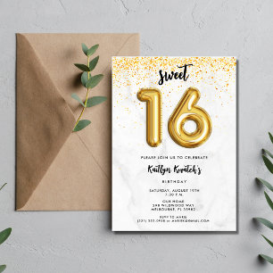 Sweet 16 Sechzehnte Geburtstagsballon-Party Einladung