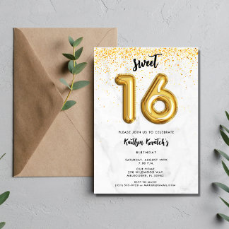 Sweet 16 Sechzehnte Geburtstagsballon-Party Einladung