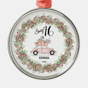 Sweet 16 Signature Script Car Greenery Ornament