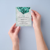 Sweet 16 Silber aquamarin Glitzer Einladung Flyer (Gruppe)