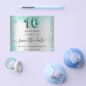 Sweet 16 Silber aquamarin Glitzer Haushalt Save th Flyer (Einzeln)