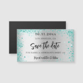 Sweet 16 silber aquamarin grün speichern den Datum Magnetkarte (Vorne/Hinten)