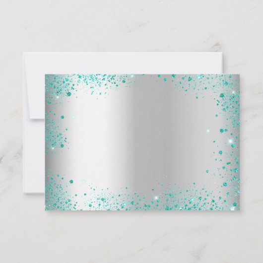 Sweet 16 silber aquamariner grüner Glitzer glamour Save The Date (Rückseite)