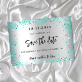 Sweet 16 silber aquamariner grüner Glitzer glamour Save The Date