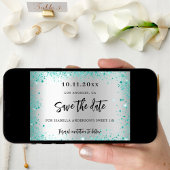 Sweet 16 silber aquamariner grüner Glitzer glamour Save The Date