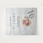 Sweet 16 silber Glitzer Foto willkommen Wandteppich (Vorderseite (Horizontal))